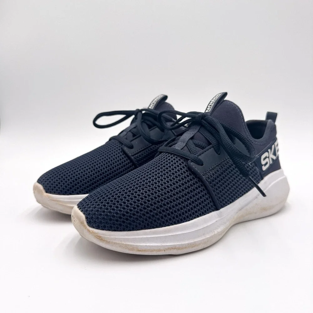 SKETCHERS Youth US 3.5‎ Navy Blue White GOrun Fast Valor Athletic Sneakers